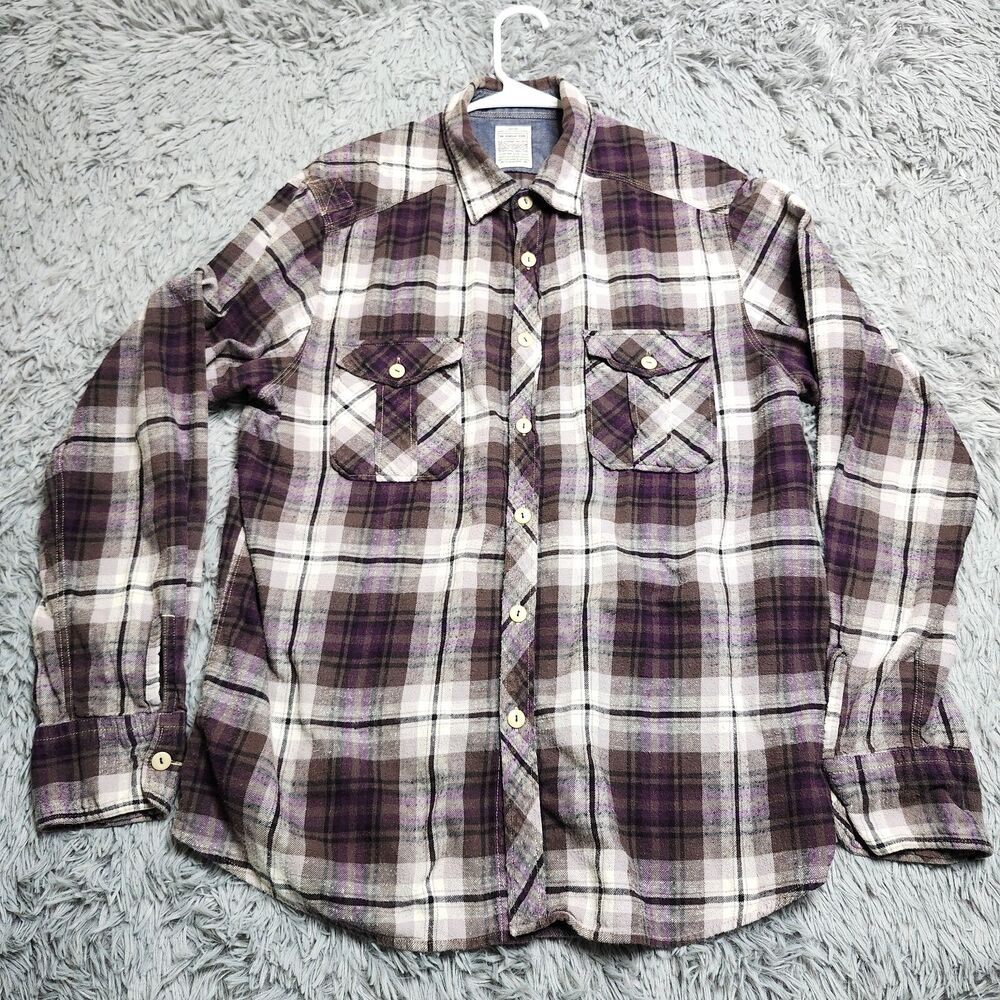Jachs‎ Flannel Shirt Mens XXL 2XL Purple Plaid Y2K Long Sleeve Streetwear Skater